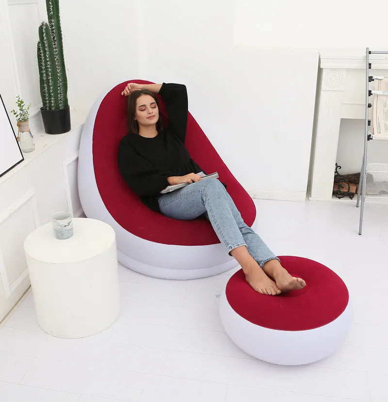 CloudComfort Inflatable Lounger & Ottoman Set