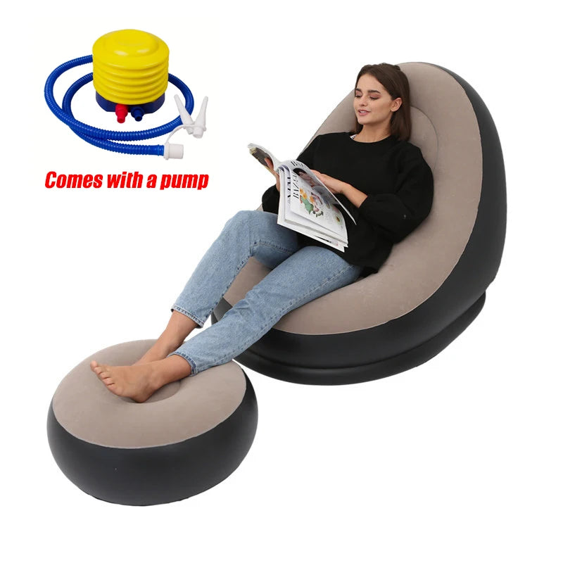 CloudComfort Inflatable Lounger & Ottoman Set