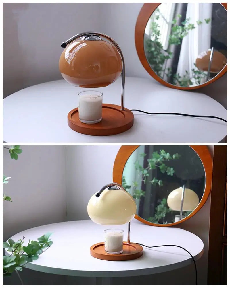 Retro Glass Candle Warmer Lamp – Dimmable Aromatherapy Table Lamp