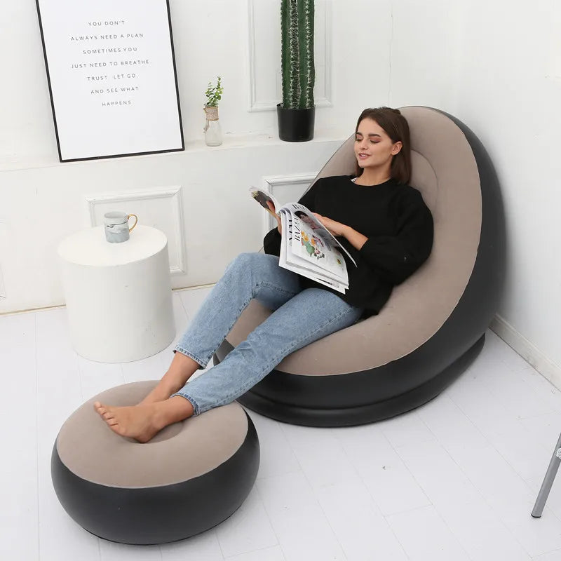 CloudComfort Inflatable Lounger & Ottoman Set