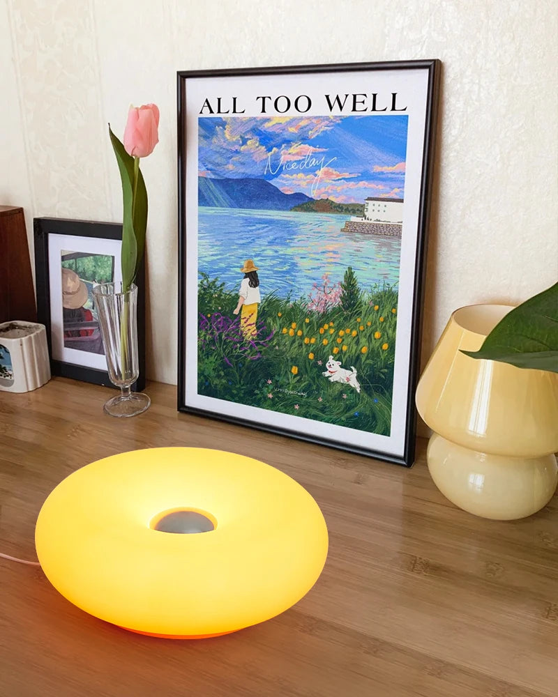 Aura Donut Glass-Style Bauhaus Table Lamp