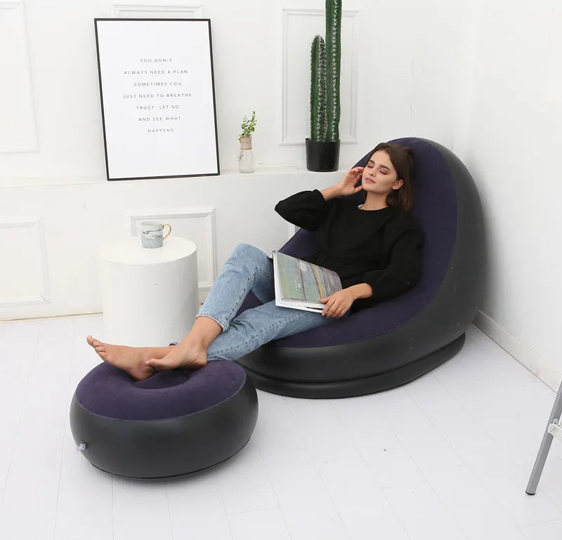 CloudComfort Inflatable Lounger & Ottoman Set