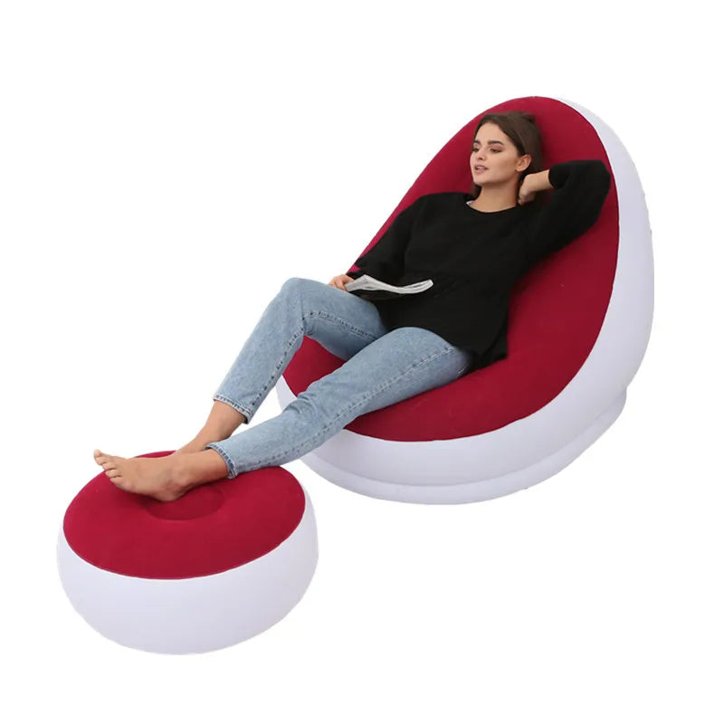 CloudComfort Inflatable Lounger & Ottoman Set
