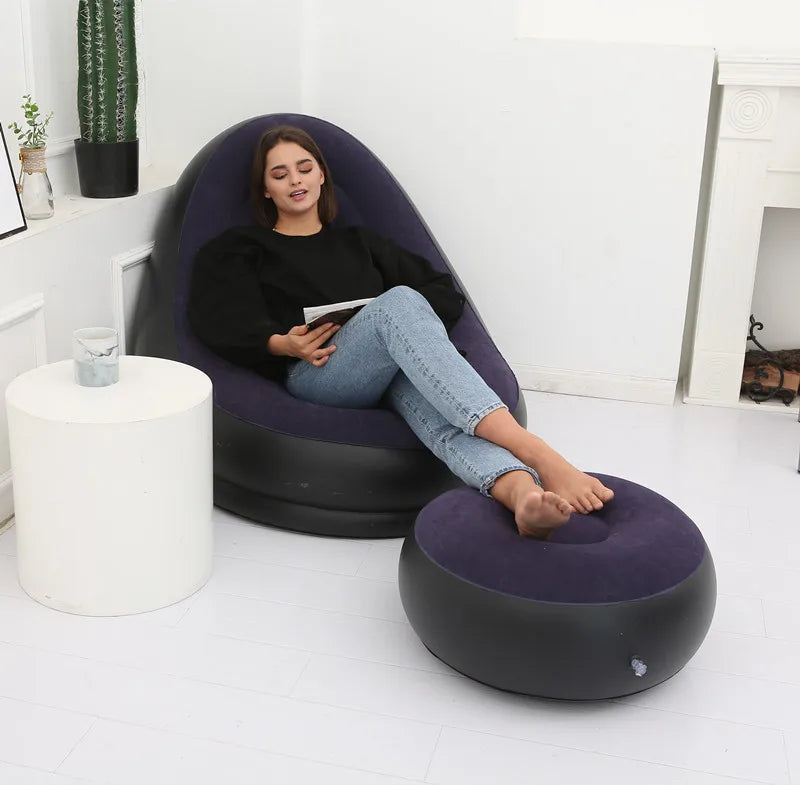 CloudComfort Inflatable Lounger & Ottoman Set