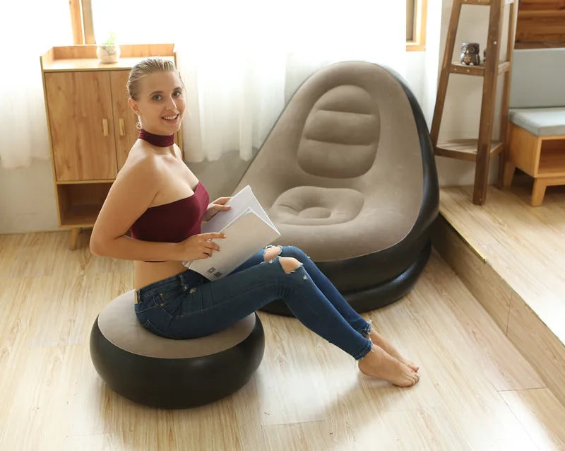CloudComfort Inflatable Lounger & Ottoman Set