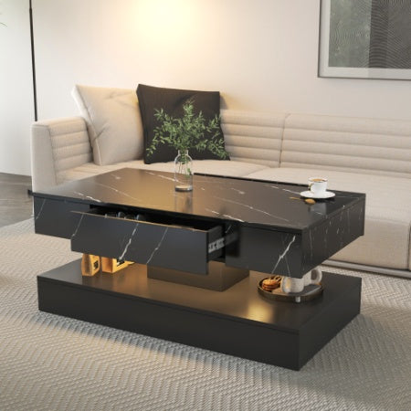 Lucid Glow Modern LED Coffee Table – High Gloss with Remote Control Storage