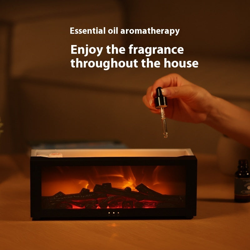 3D Flame Fireplace Humidifier & Aromatherapy Diffuser – 7 Color Ambient LED