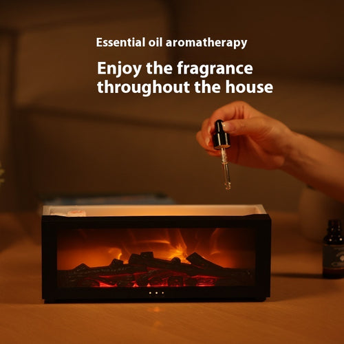 3D Flame Fireplace Humidifier & Aromatherapy Diffuser – 7 Color Ambient LED
